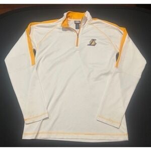 NBA Los Angeles Lakers‎ 1/4 Zip Mesh White/Gold Long Sleeve Pullover - Size M